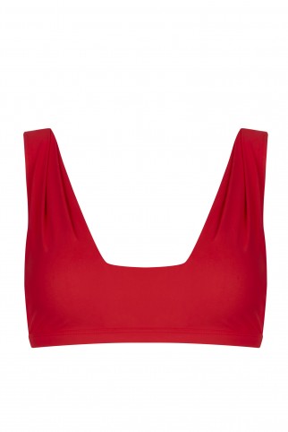 Pleated bikini top red